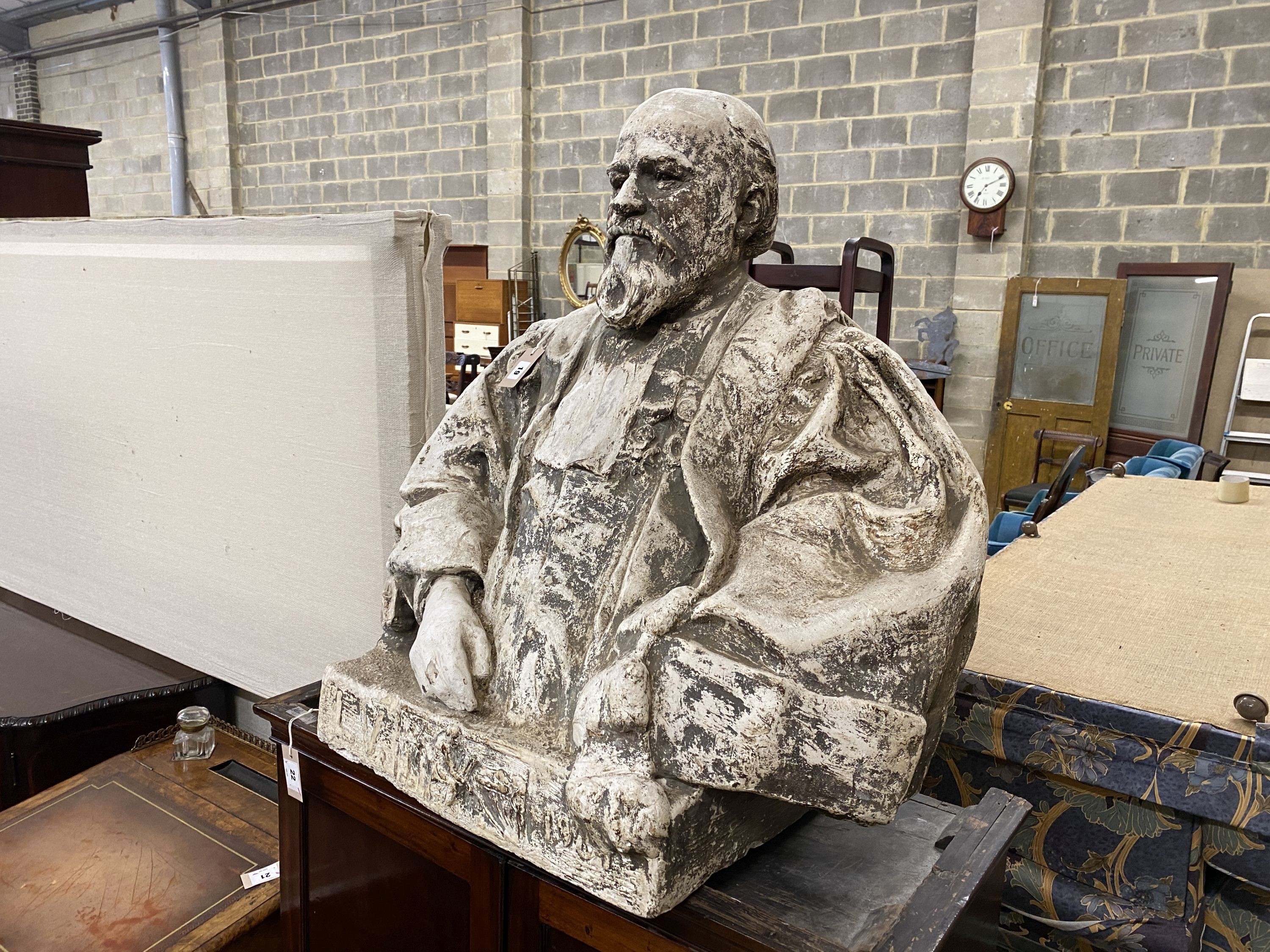 A composition faux marble bust of a gentleman, height 84cm